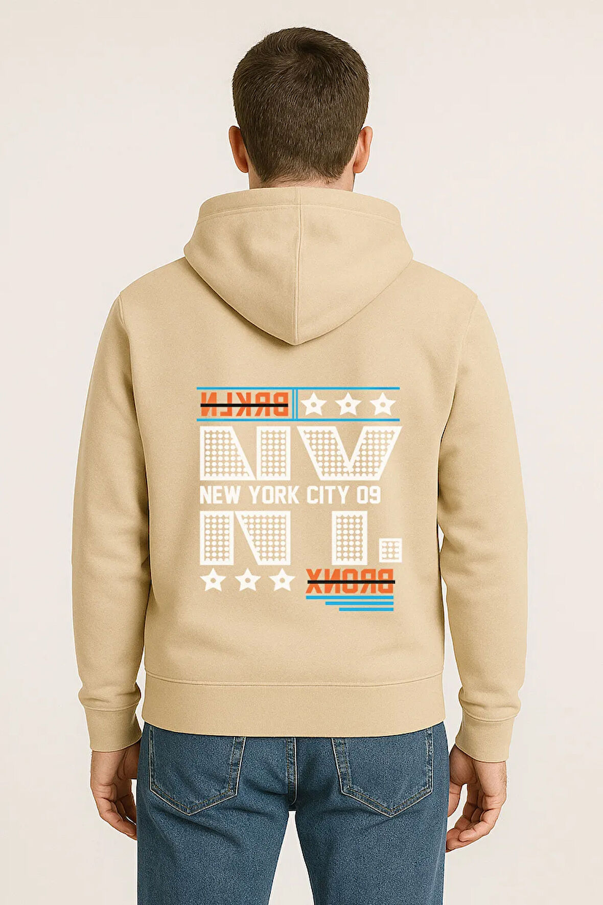 NYC Bronx Baskılı Oversize Hoodie – Unisex Kapüşonlu Sweatshirt