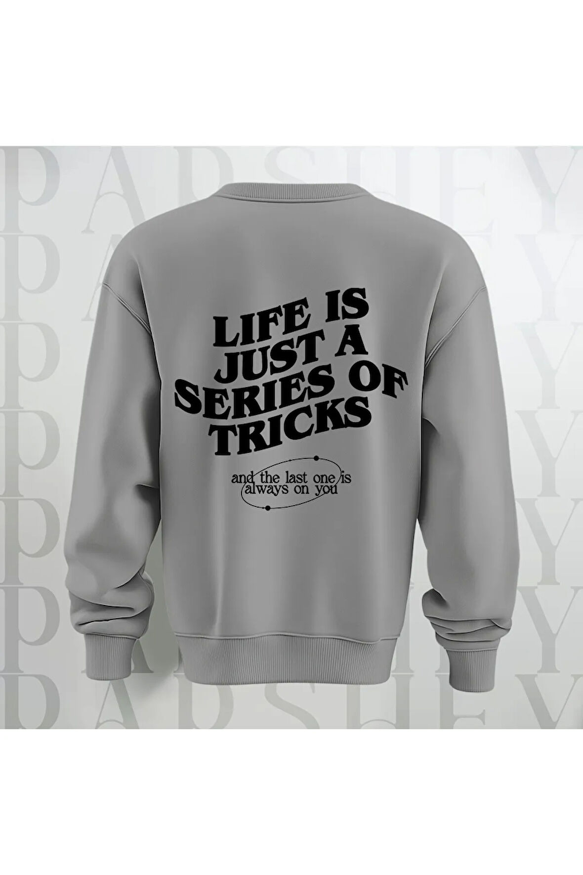 Life is Just a Series of Tricks Baskılı 3 İplik Şardonlu Oversize Bisiklet Yaka Sweatshirt