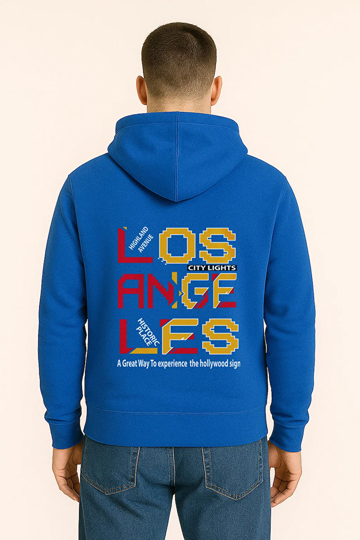 Los Angeles City Lights Baskılı Oversize Hoodie – Unisex Sokak Stili Kapüşonlu Sweatshirt