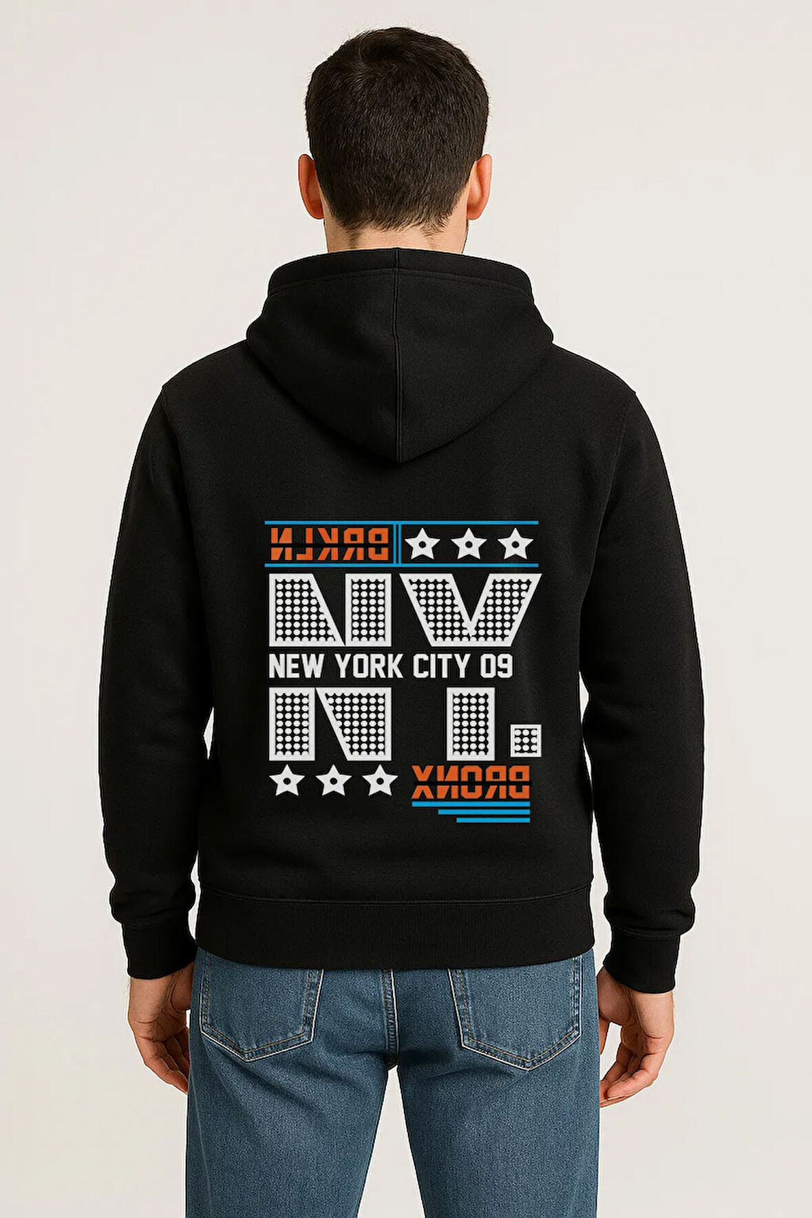 NYC Bronx Baskılı Oversize Hoodie – Unisex Kapüşonlu Sweatshirt