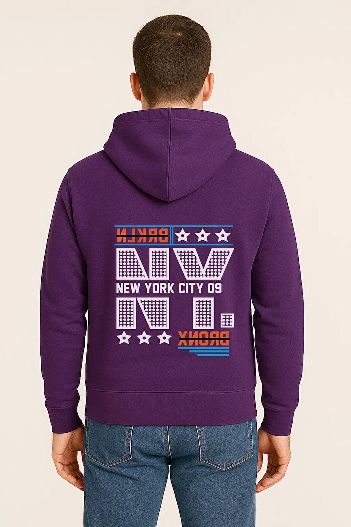 NYC Bronx Baskılı Oversize Hoodie – Unisex Kapüşonlu Sweatshirt