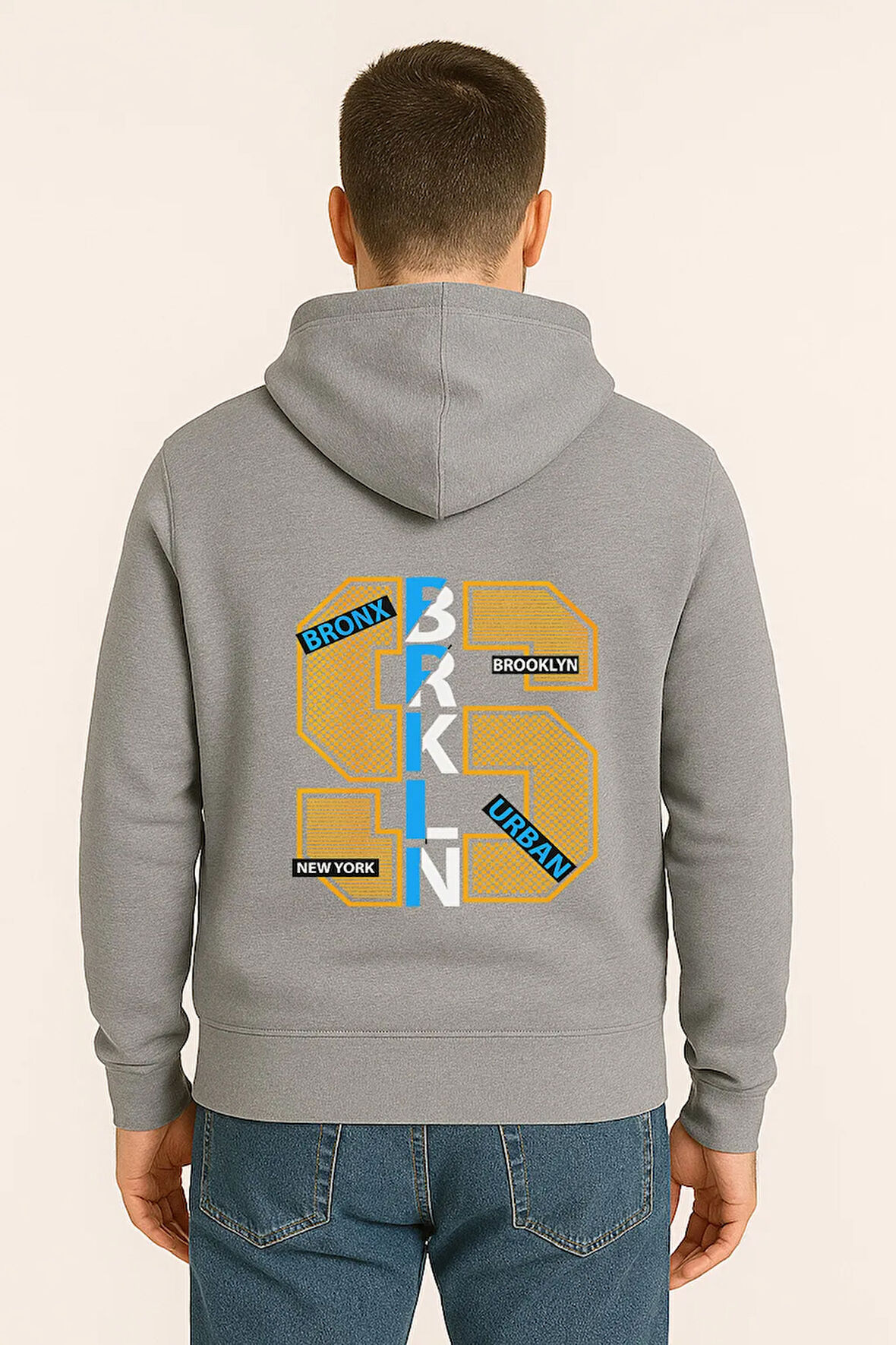 BRKLN Urban Baskılı Oversize Hoodie – Unisex Brooklyn Tasarım Kapüşonlu Sweatshirt