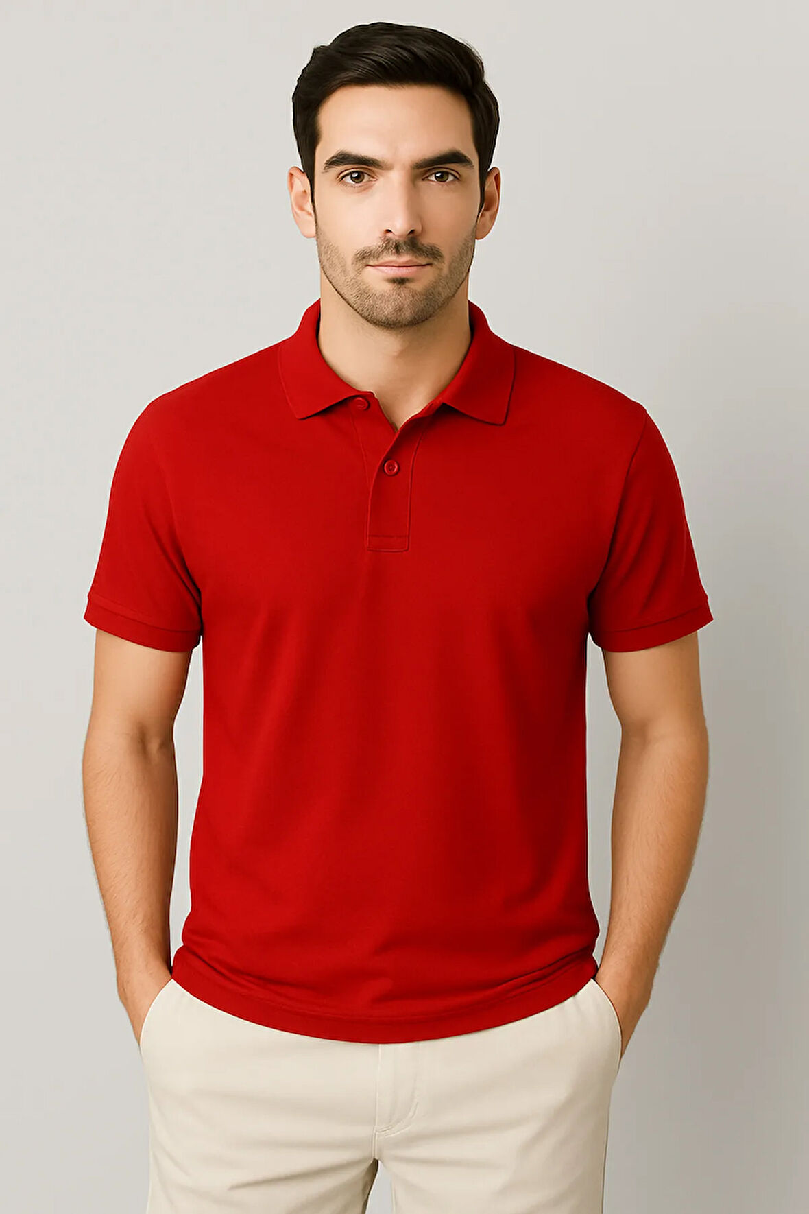 Regular Fit %100 Pamuk Polo Yaka Yarım Kollu Basic T-Shirt