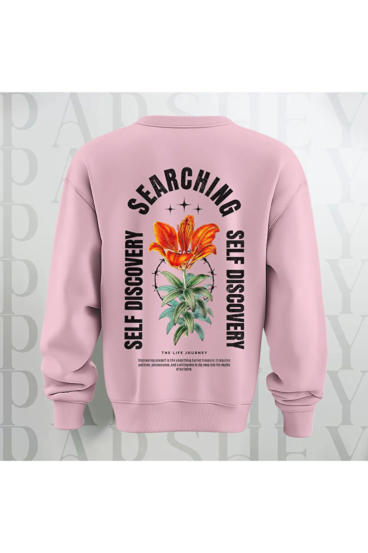 Self Discovery Çiçek Baskılı Kalın Kumaş 3 İplik Şardonlu Oversize Unisex Bisiklet Yaka Sweatshirt