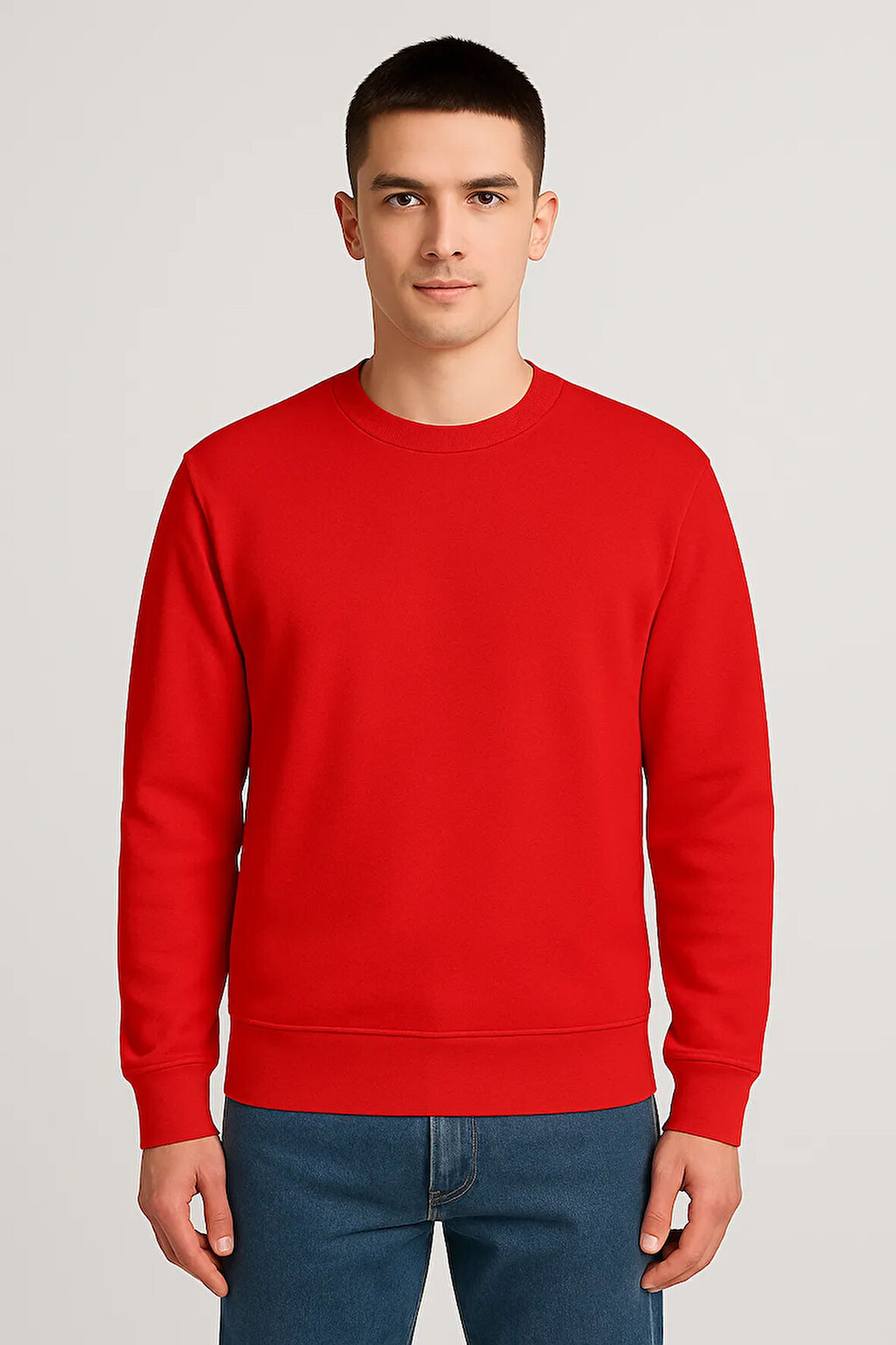 Kadın - Erkek Sweatshirt – Bisiklet Yaka Basic Uzun Kollu Rahat Fit