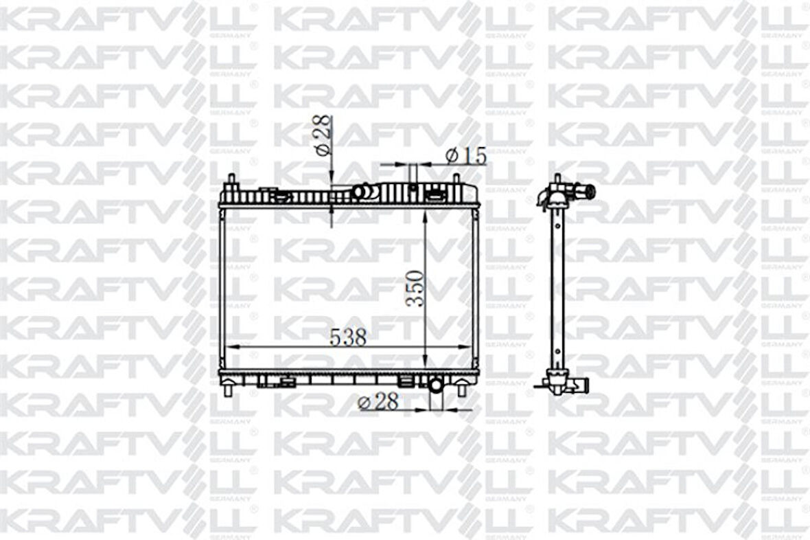 Ford Motor Su Radyatoru Fiesta 1,25 16v / 1,4 16v 08 /> B Max 1,4 16v 12 />  (350*538*18) Brazıng (mt) - Kraftvoll 08040050