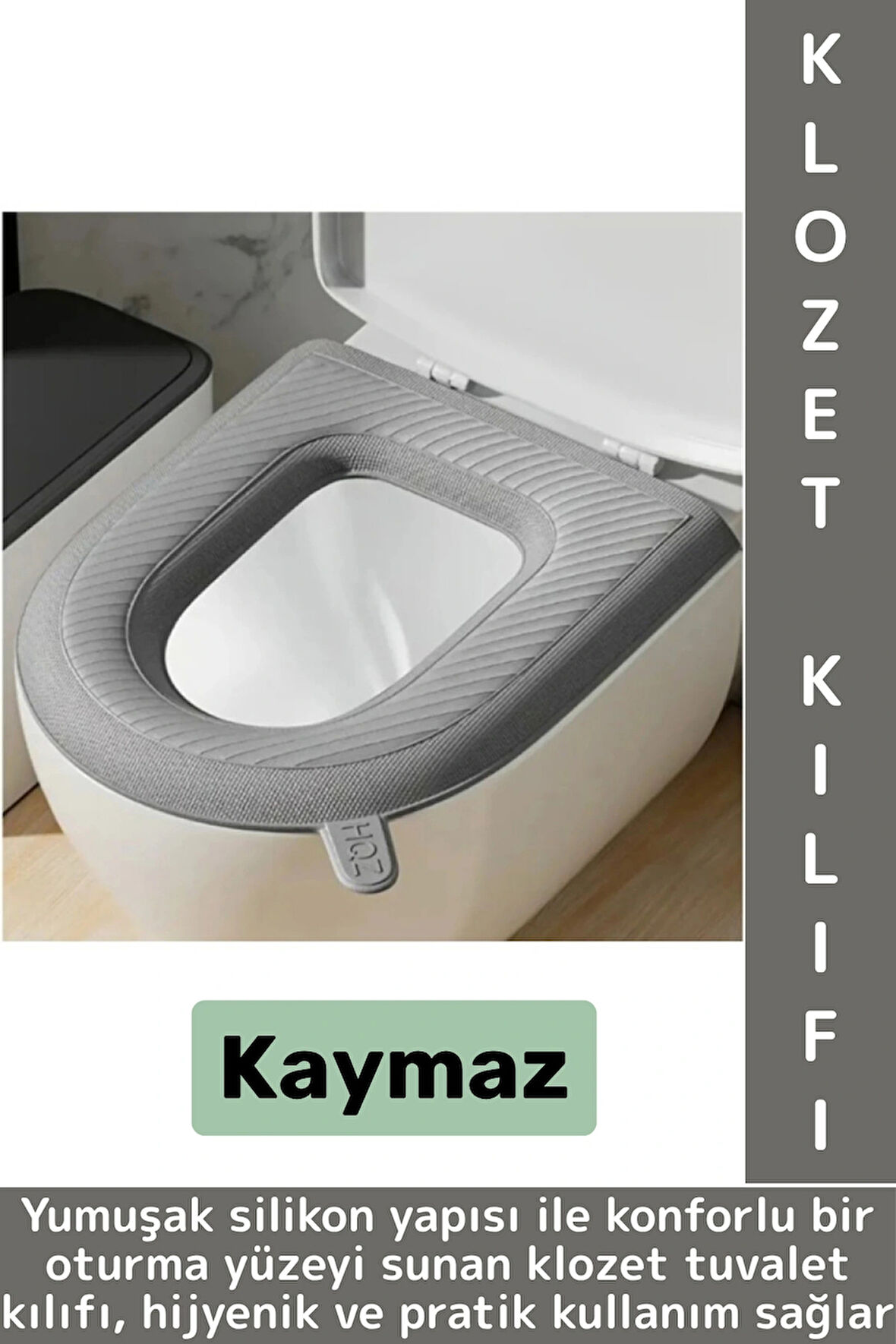 Dayanıklı Esnek Kaymaz Kolay Temizlenir Yumuşak Silikon Banyo Tuvalet Hijyenik Klozet Kapağı Kılıfı