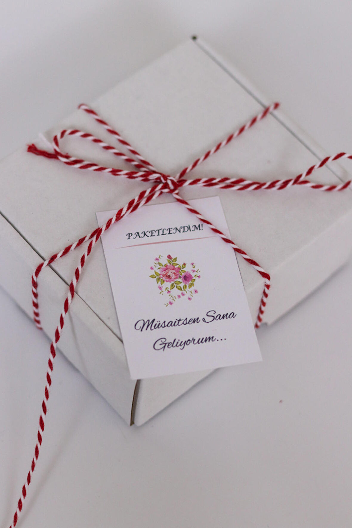 Paketlendim Müsaitsen Sana Geliyorum Teşekkür Kartı 5x7 cm 50 Adet