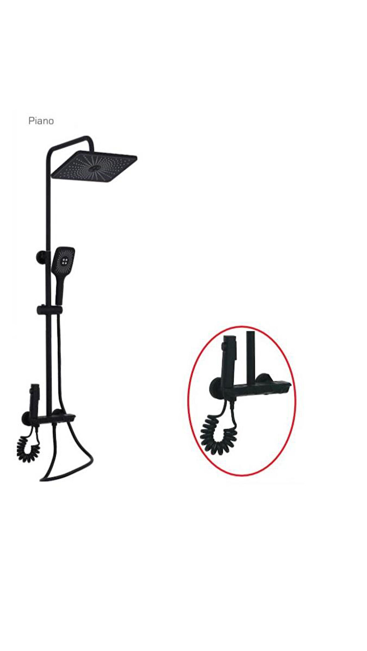 Duxxa Piano Bataryalı Duş Seti Mat Siyah DP.100.MS