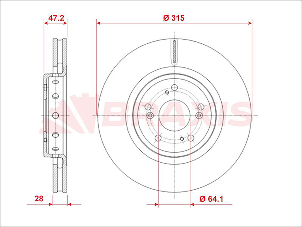 Honda On Fren Diski (aynası) Honda Crv 1.6 Dtec-2.2 Dtec 2012-> (315x5) - Braxıs Ae0928