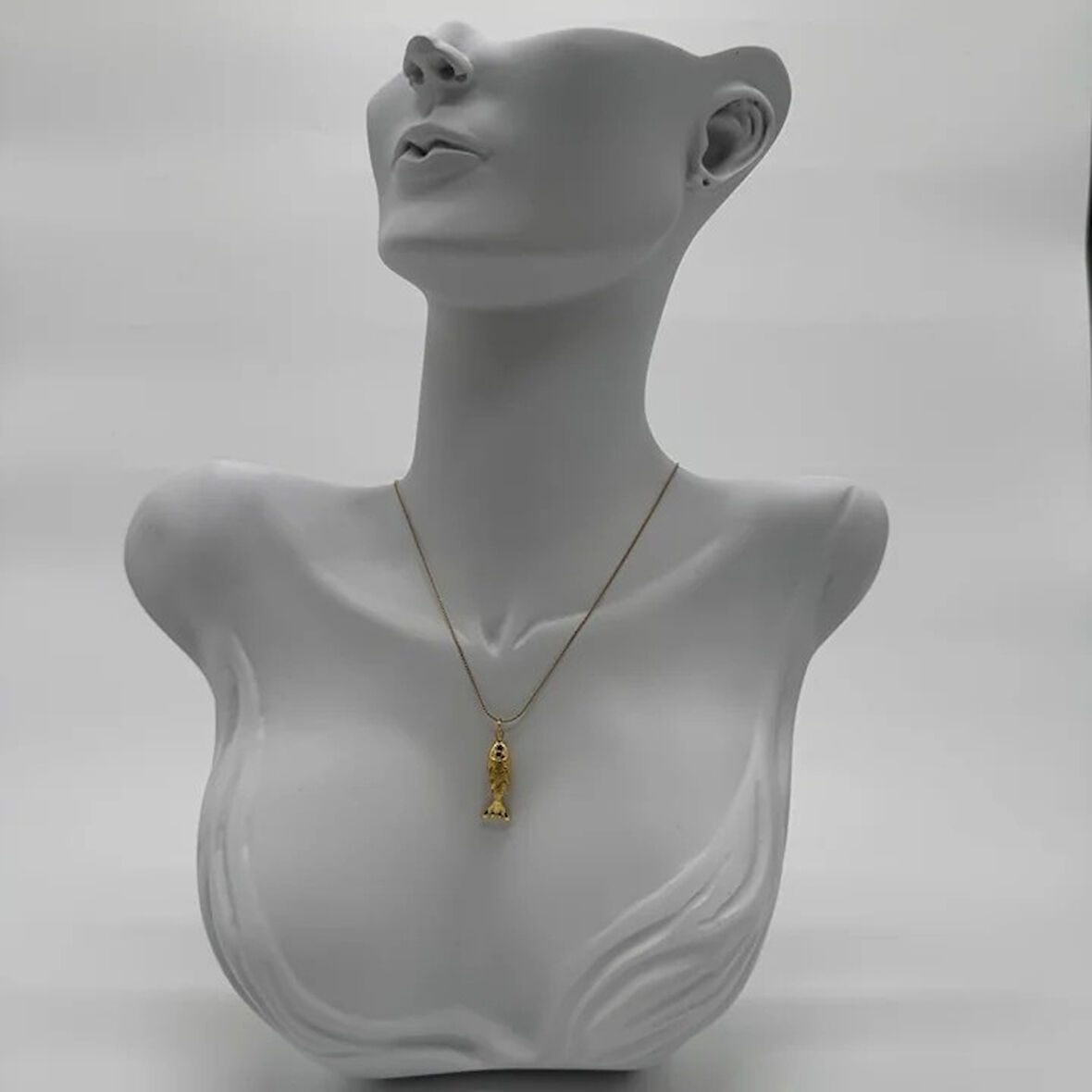 Çelik Gold Balık Kolye  - Gold