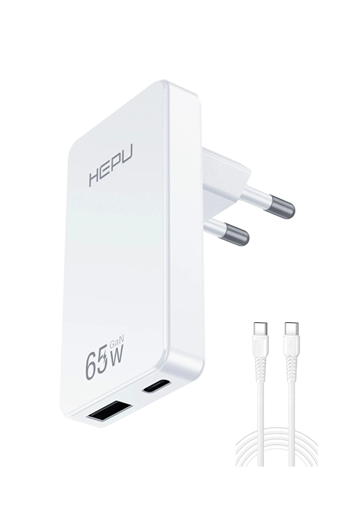Yeni Nesil 65W GAN 1 x Typ-C PD 1 x USB QC Şarj Adaptörü Hepu Hp-C36