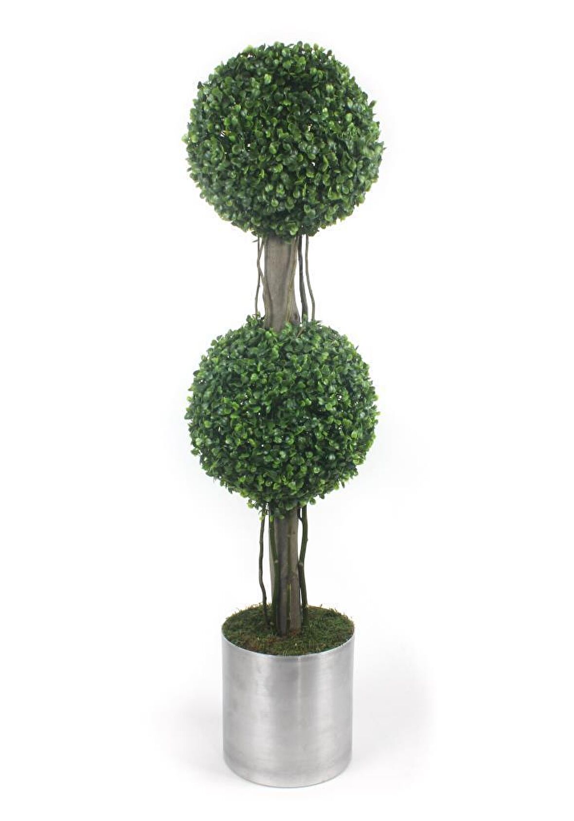 Yapay Ağaç Şimşir Top 2li Model Paslanmaz Aleminyum Saksılı