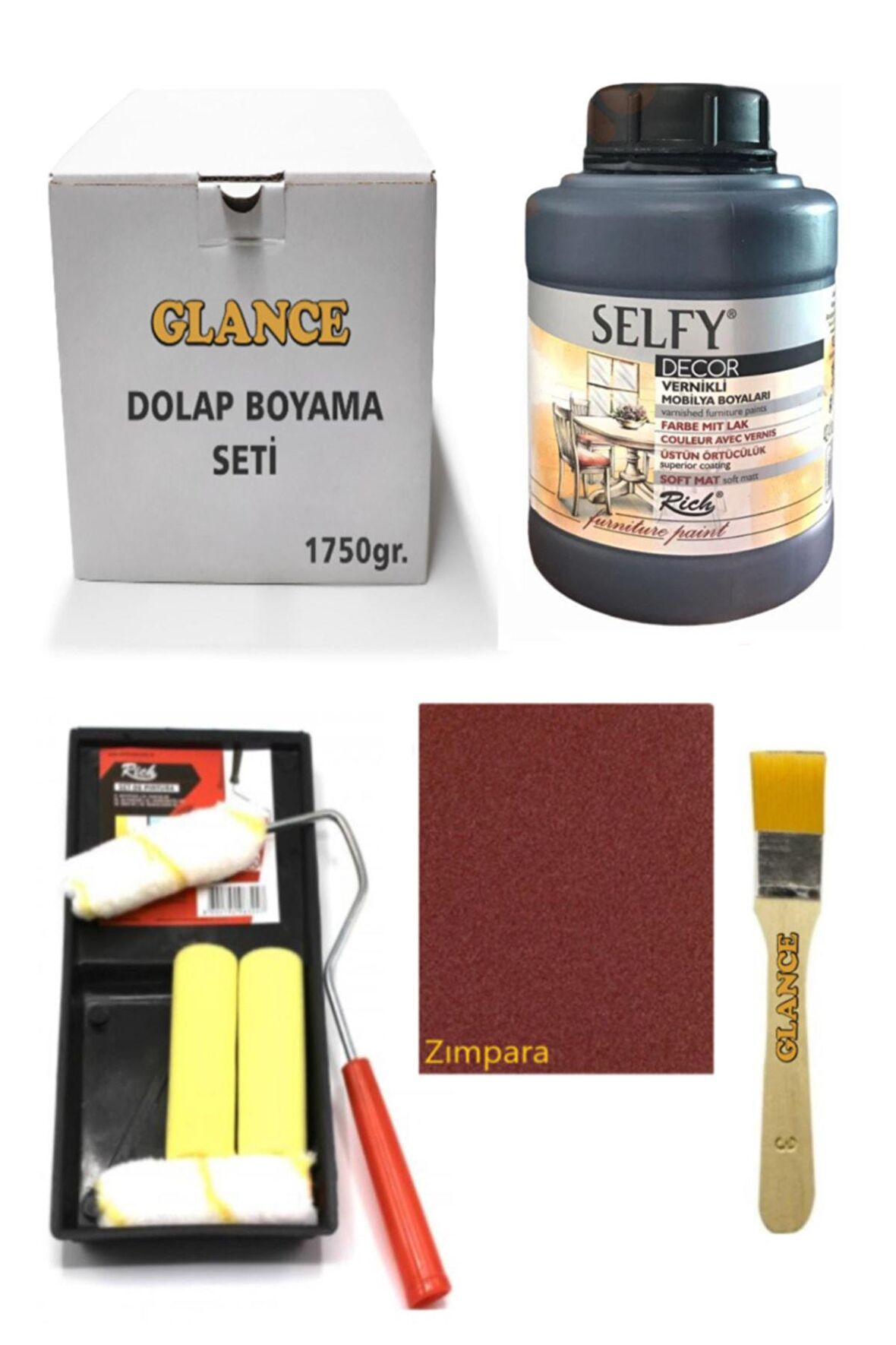 Rich Selfy Decor Kendinden Vernikli Boya 1250cc Siyah Genel Amaçlı Boyama Seti