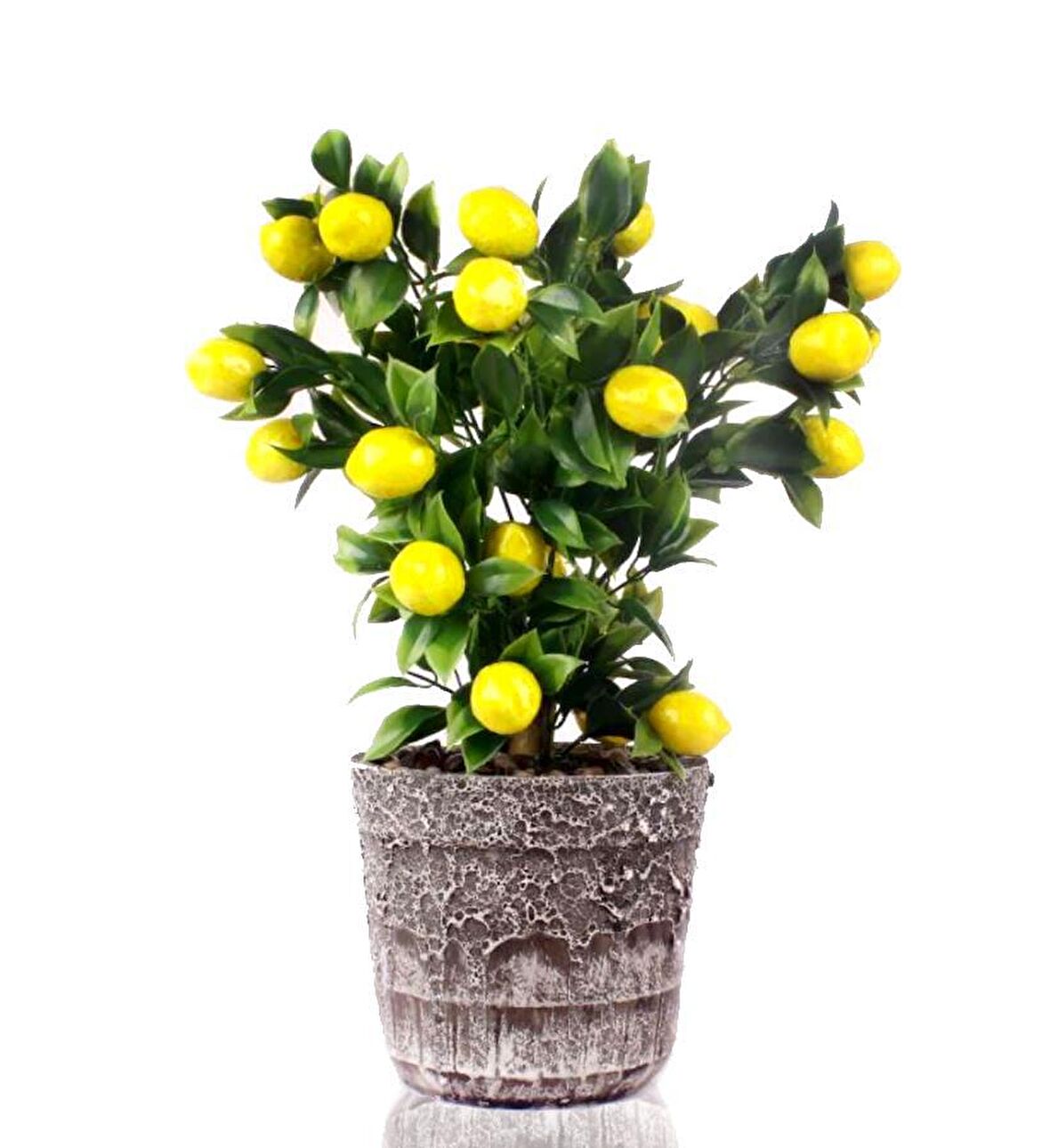 Yapay Çiçek Seramik Saksıda Limon Ağacı 