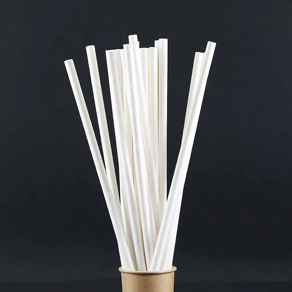 Beyaz Frozen Kağıt Pipet 8 x 204 mm (100 Adet )