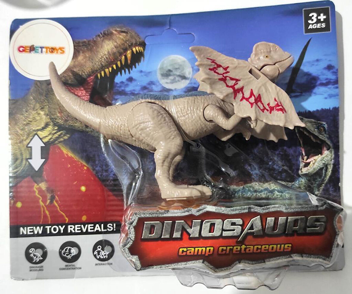 WS5305 Ağzı ve Eklem Yerleri Hareket Ettirilebilir Dilophosaurus  Dinazor Figürü Açık Yeşil