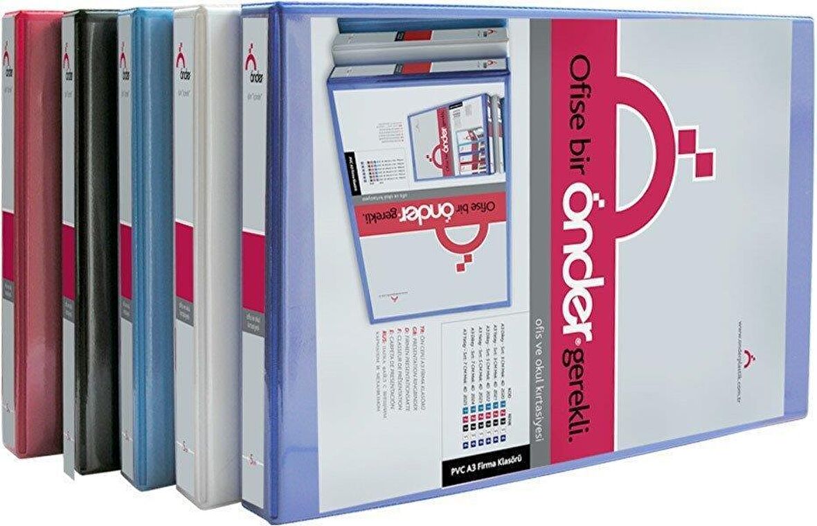 Önder Sunum Klasörü 4 Halkalı 50 MM A3 Yatay Beyaz 2023-5