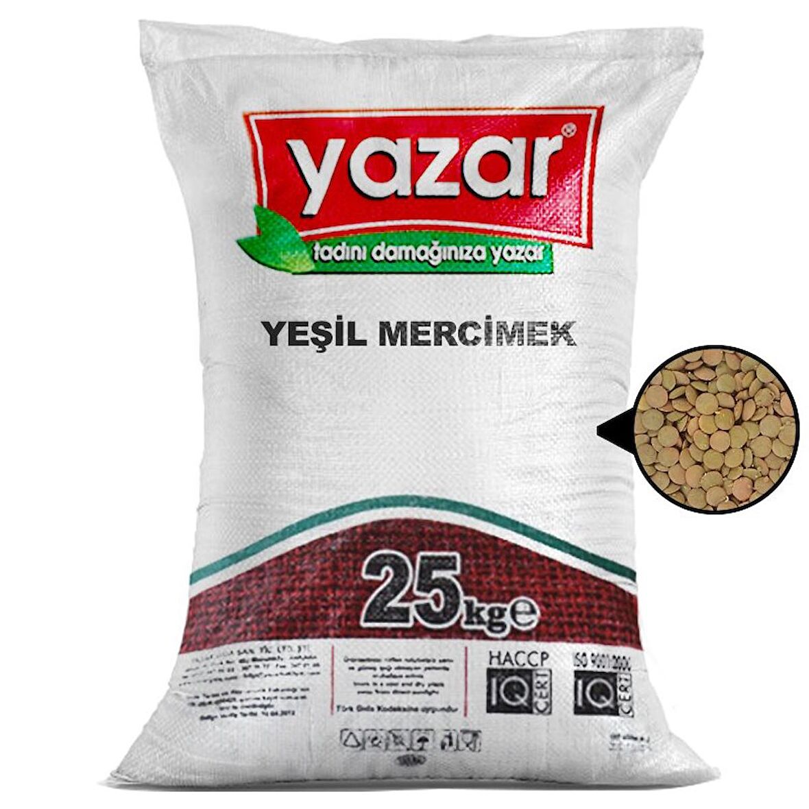 Yazar Yeşil Mercimek 25 Kg.