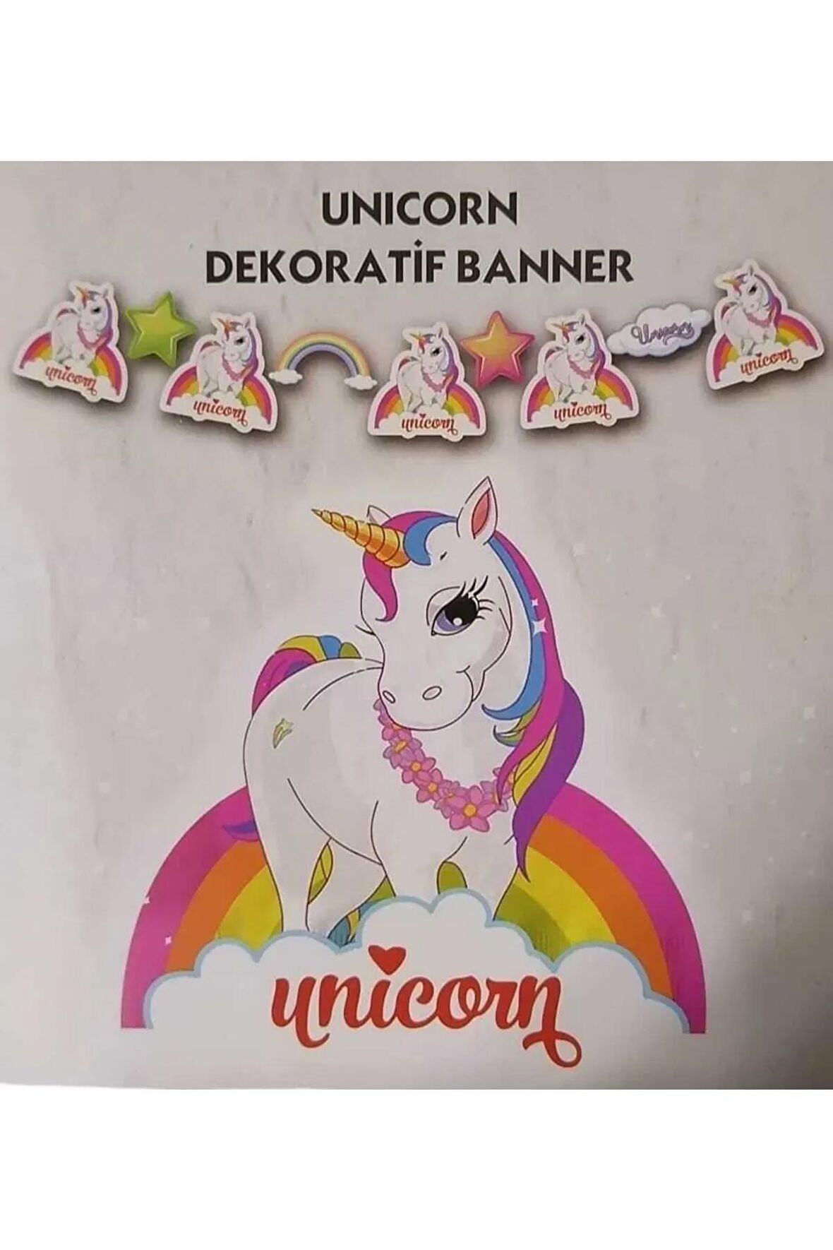 İpe Dizili Tavan Süs Banner Unicorn 