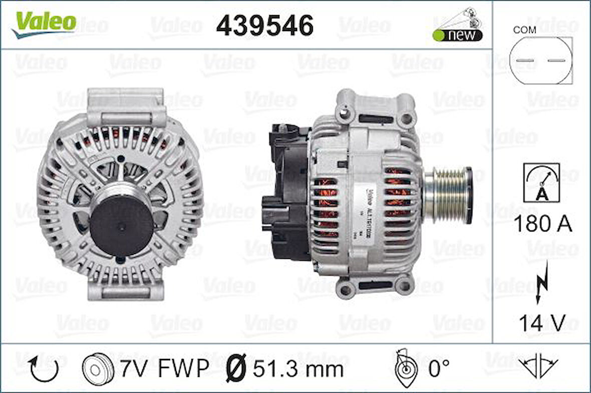 Mercedes Alternator (14v 180a) W169 04>12 W204 09>14 W212 09>15 W164 09>11 Vito W639 06> Sprinter 906 06>09 - Valeo 439546