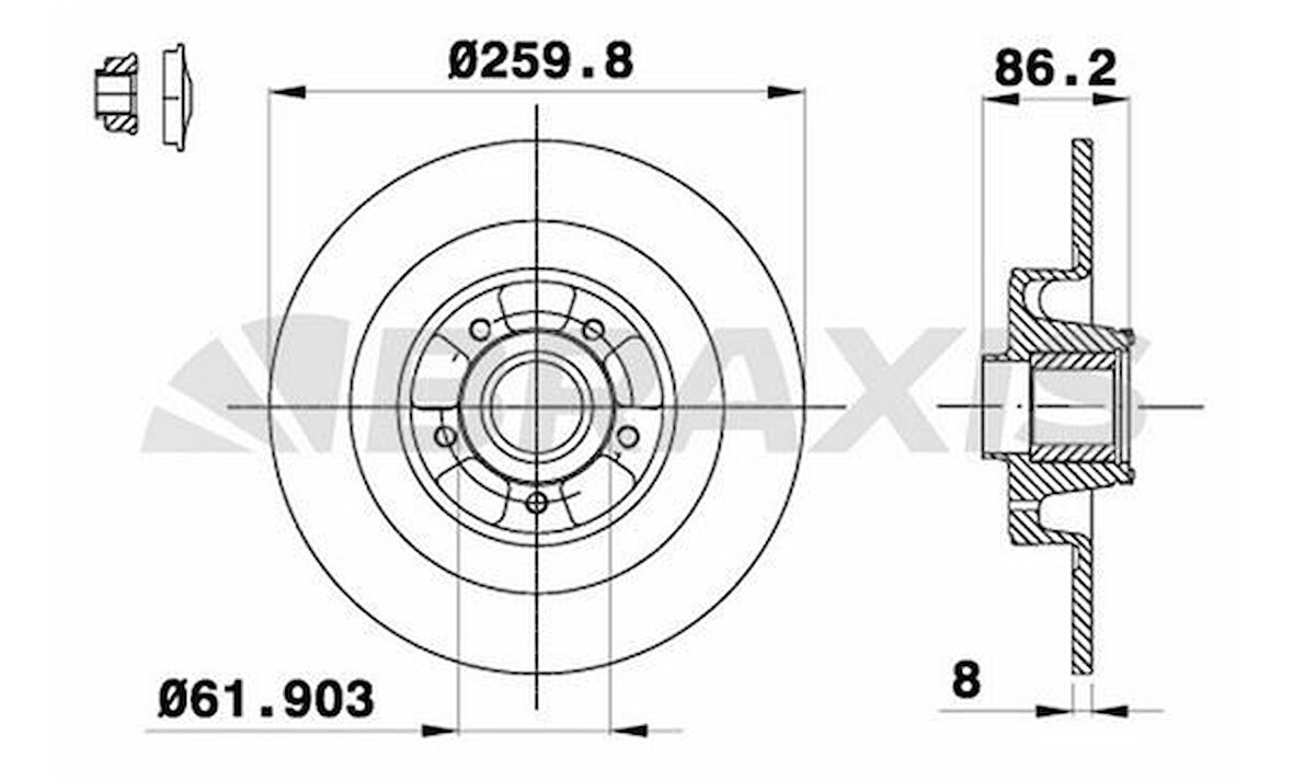 Renault Fren Diski Arka Rulmanlı  Megane III Scenic III 08 > - Braxıs Ae1036