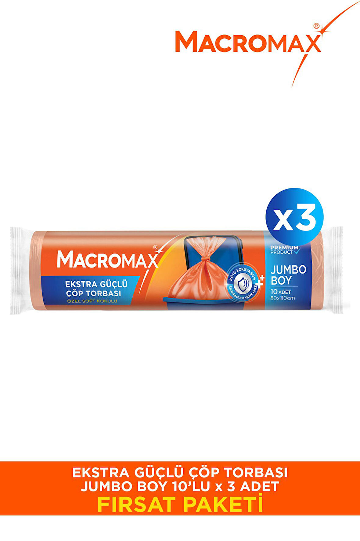 Ekstra Güçlü Çöp Torbası Jumbo Boy - 10'Lu X 3 Adet