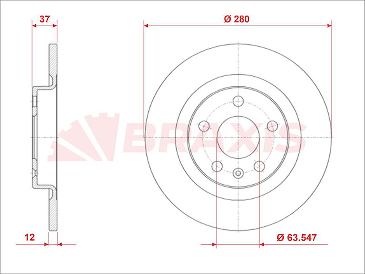 Volvo Arka Fren Diski Volvo Xc40 17 > 280mm - Braxıs Ae0984