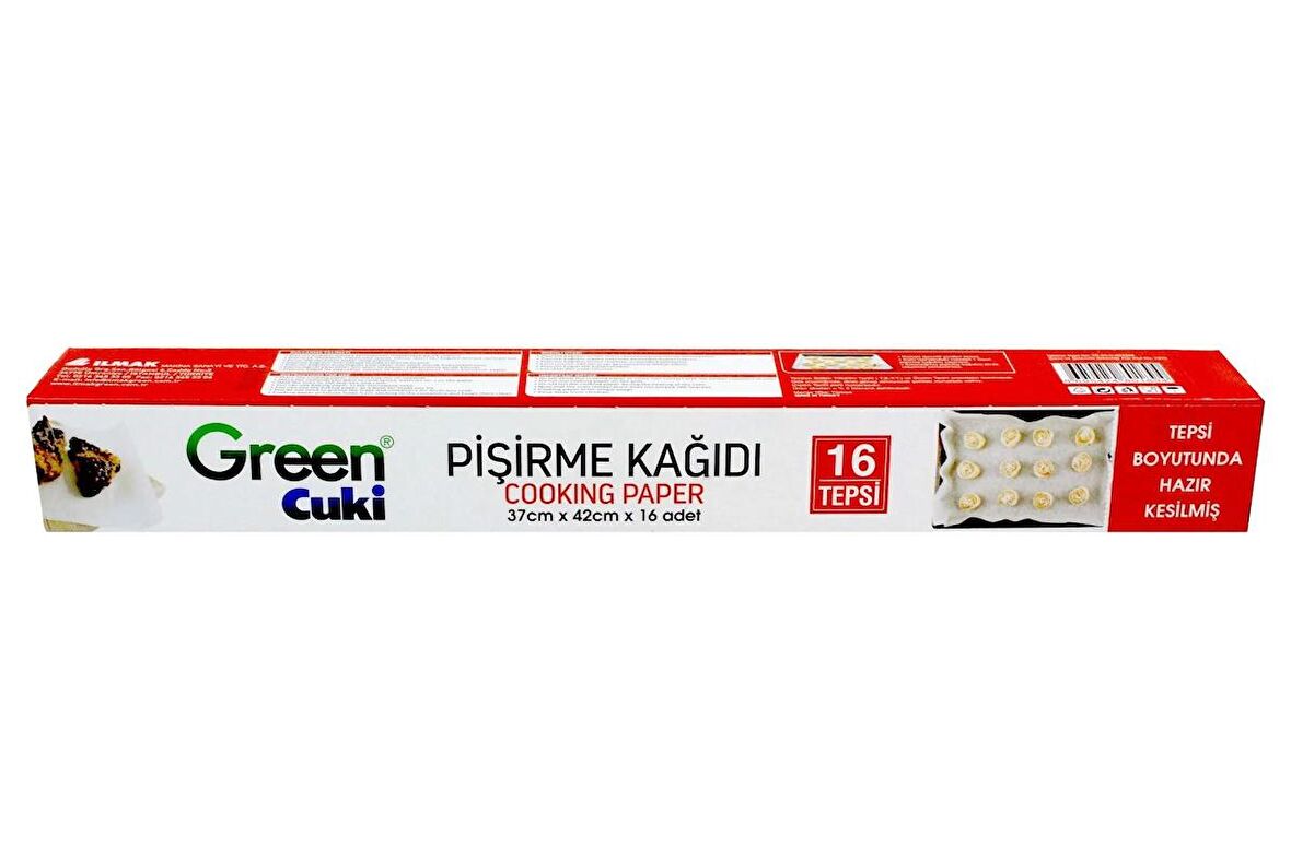 Green Cuki Yağlı Fırın Tepsi Pişirme Kızartma Kağıdı - 37 Cm. x 42 Cm. - Kesimli - 16 Yaprak -1 Kutu