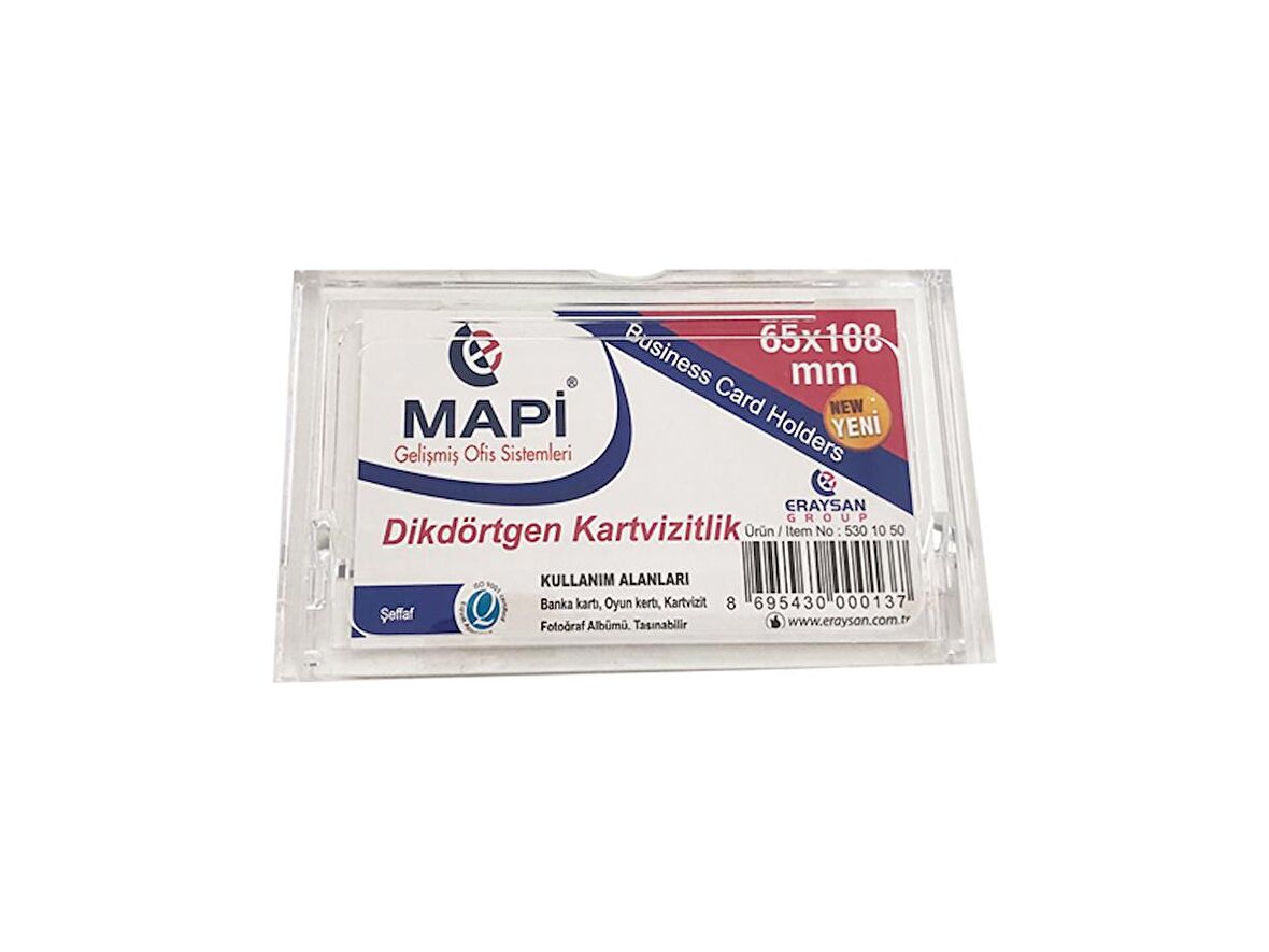 MAPİ AKRİLİK KARTVİZİTLİK DİKDÖRTGEN ŞEFFAF 65X108