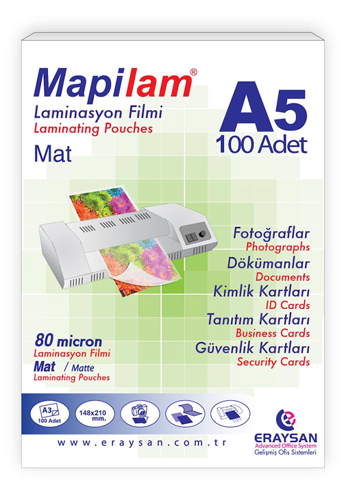 MAPİLAM 80 MİC. MAT LAMİNASYON FİLMİ (A5) 100 LÜ