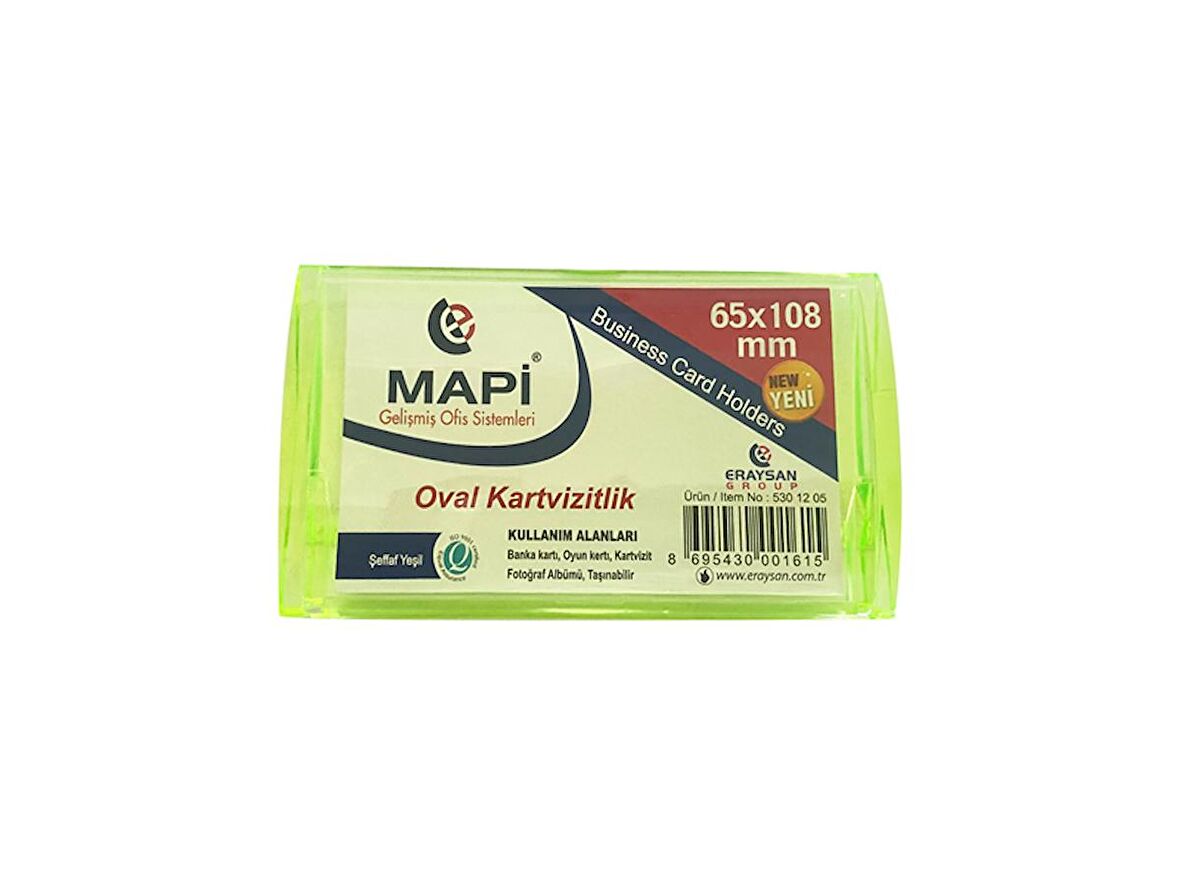 MAPİ DİKDÖRTGEN KARTVİZİTLİK OVAL ŞEFFAF YEŞİL 65X108
