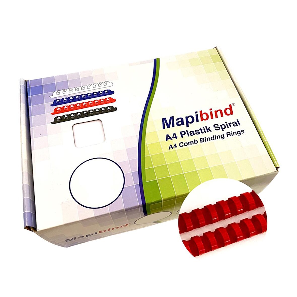 MAPİBİND 22MM PLASTİK SPİRAL KIRMIZI   50 AD.
