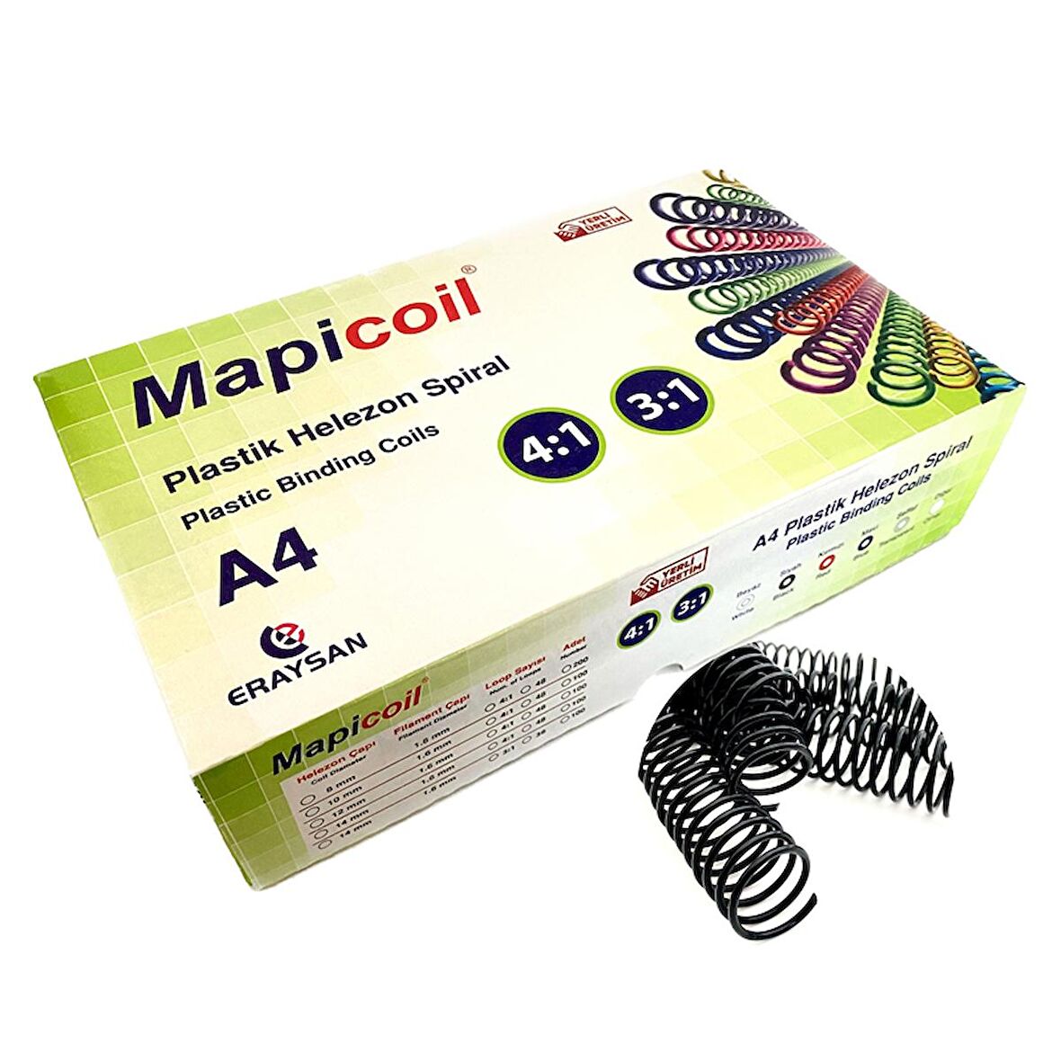 MAPİCOİL 4:1 PLASTİK HELEZON SPİRAL 10MM.SİYAH 100 AD.48 LOP