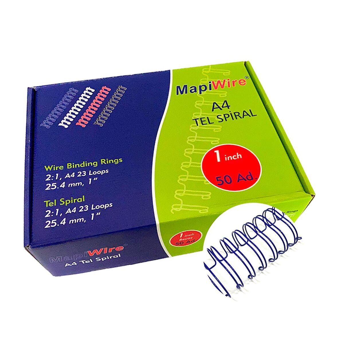 MAPİWİRE  1 INCH KUTU TEL MAVİ  50 AD.