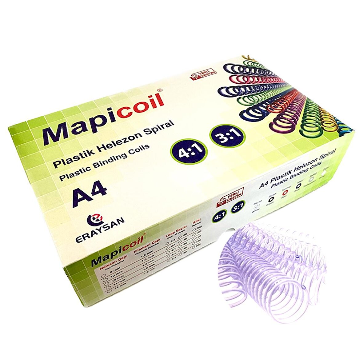MAPİCOİL 4:1 PLASTİK HELEZON SPİRAL 14MM ŞEFFAF 100 AD. 48 LOP