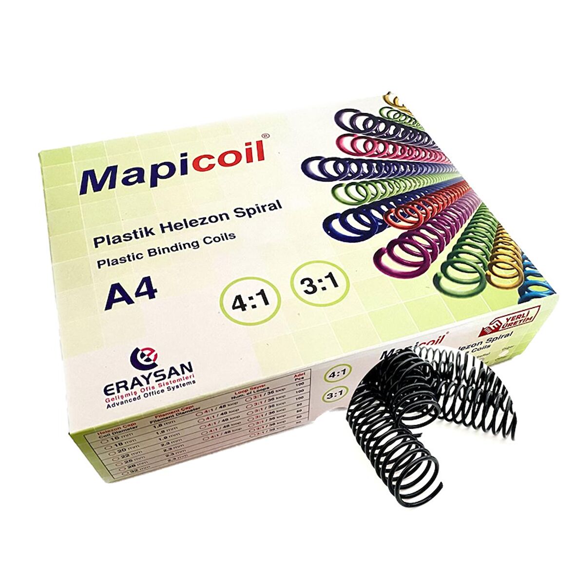 MAPİCOİL 4:1 PLASTİK HELEZON SPİRAL 16MM.SİYAH 100 AD.  48 LOP