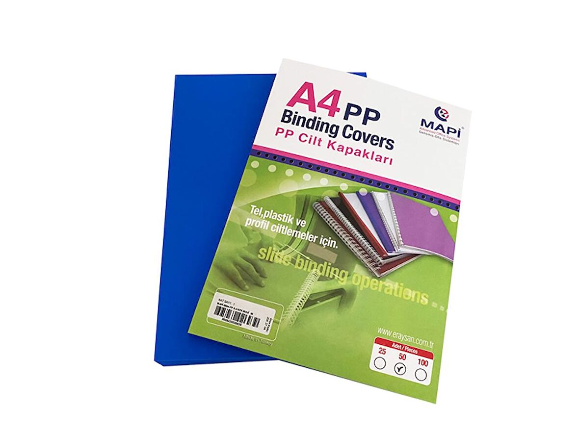 MAPİ A4 PP OPAK KAPAK (KUM DESEN) 550 MİC. MAVİ      50 Lİ