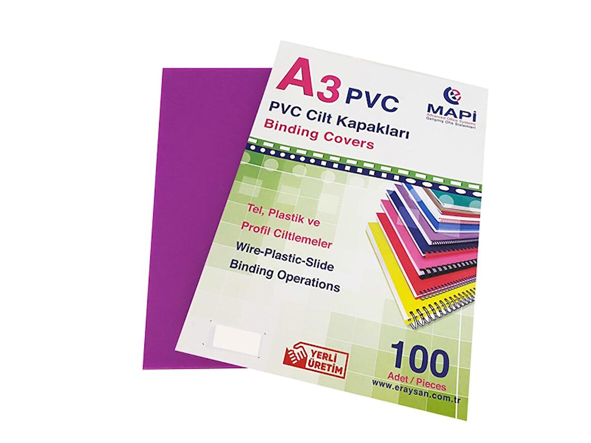 MAPİ A3 PVC OPAK CİLT KAPAK MOR 100 LÜ