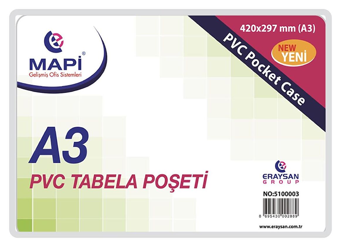 MAPİ PVC TABELA POŞETLERİ A3 20'Lİ PAKET