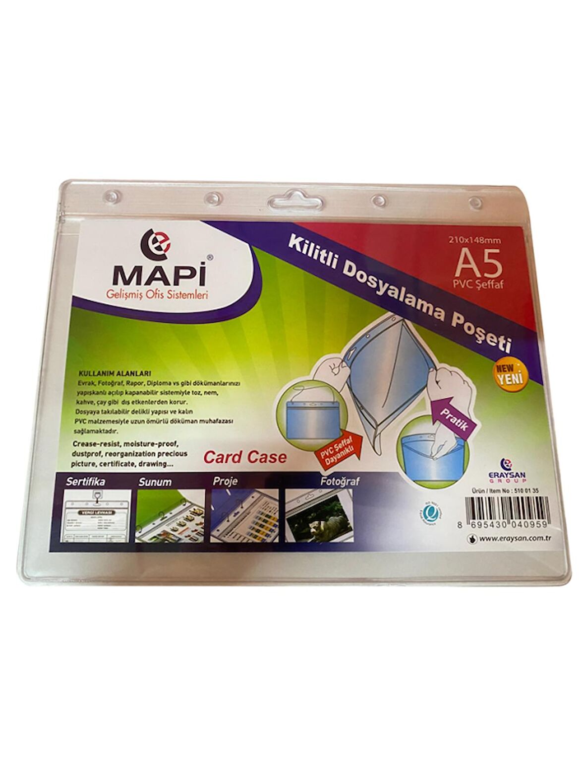 MAPİ KİLİTLİ TABELA POŞETLERİ A5 YATAY 20'Lİ PAKET