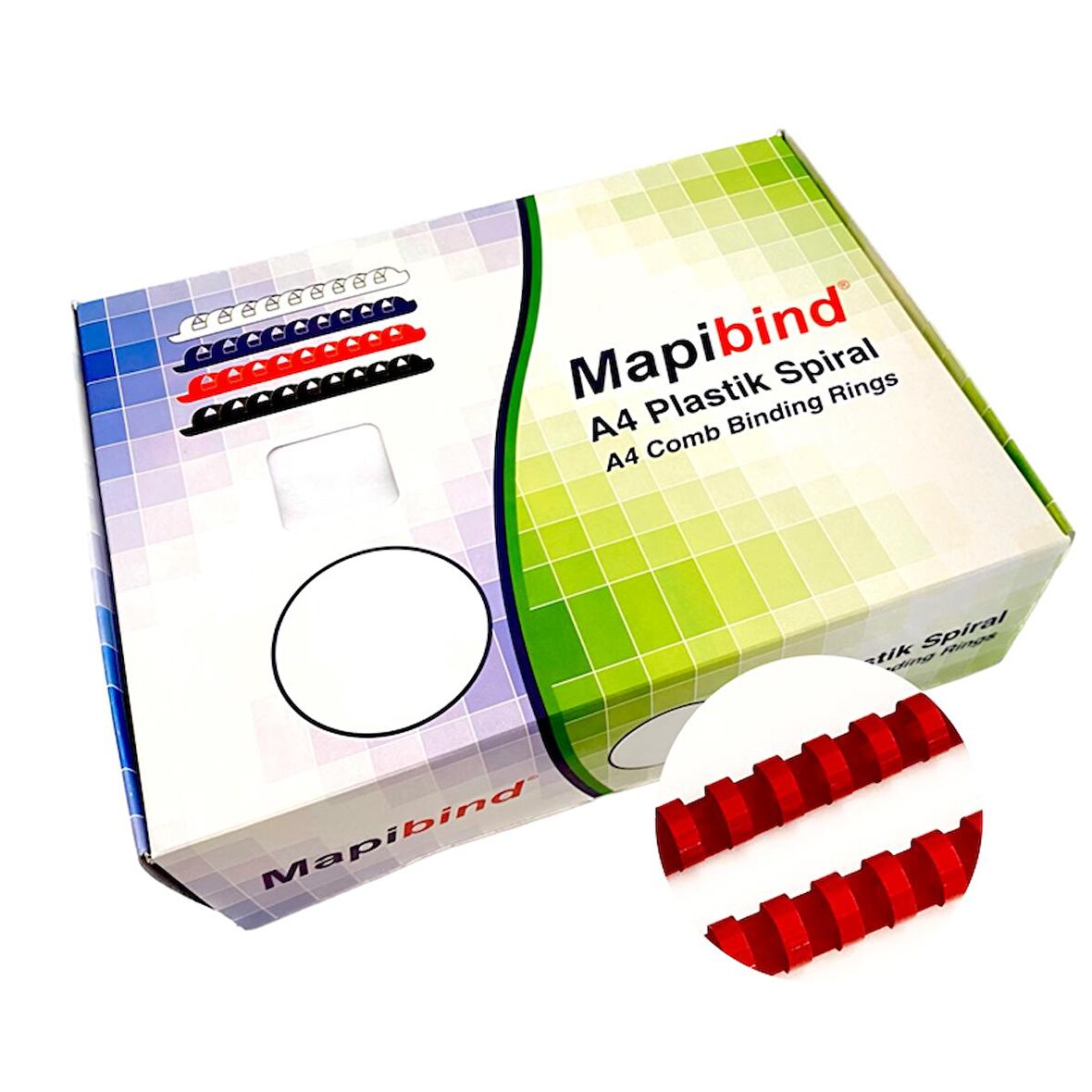 MAPİBİND 19MM PLASTİK SPİRAL KIRMIZI  100 AD.