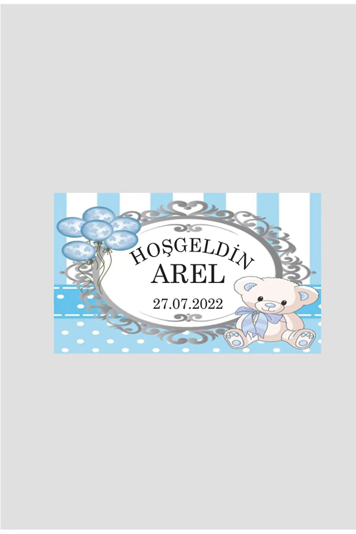 Hoşgeldin Bebek Yapışkanlı Sticker Etiket (Erkek için) 5x4 Cm 56 Adet