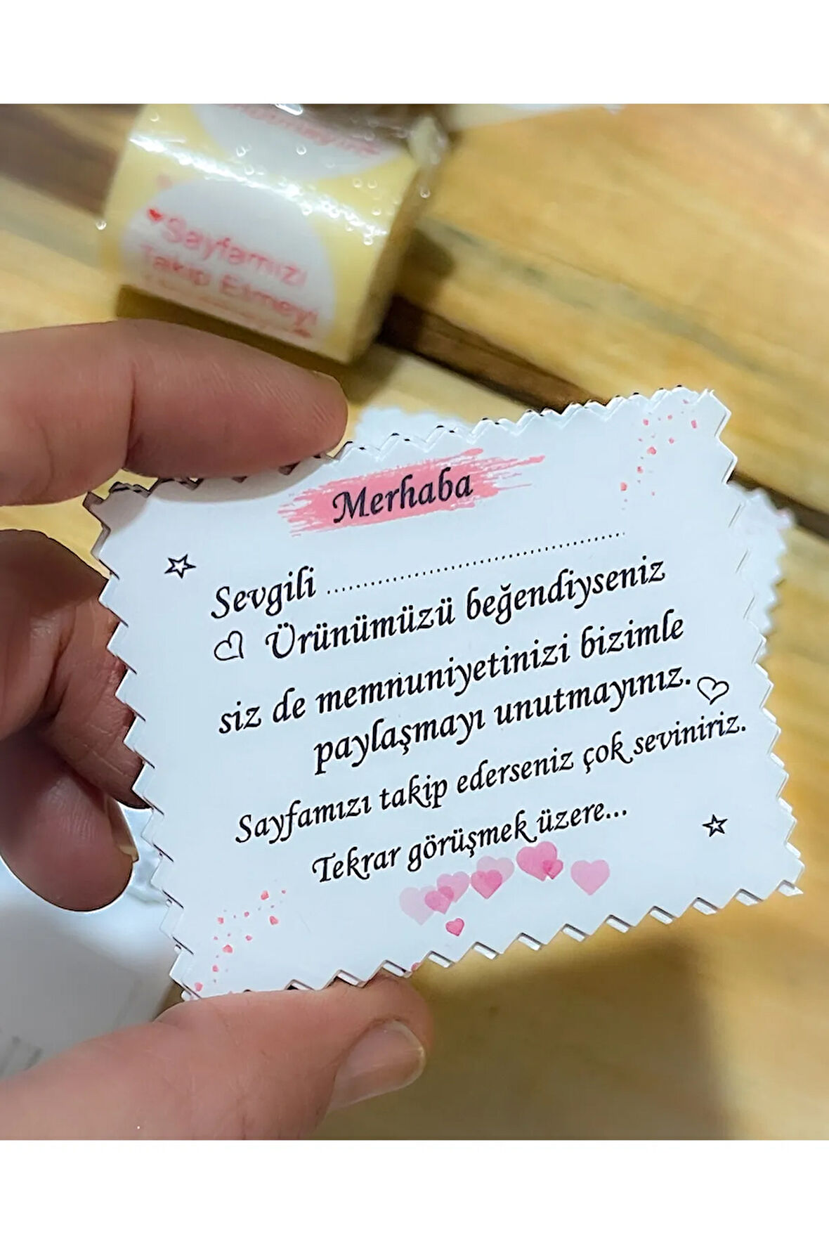 Sevgili Yazılı Not Kartı 5x8 cm 100 Adet (Teşekkür Kartı)