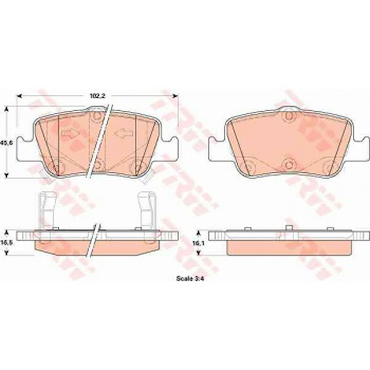 Toyota Fren Balatası Arka Toyota  Aurıs 1.4 D4d 1.6 07-> Corolla 1.4 D4d 1.6 07-12 İkaz Kablolu - Trw Gdb3480