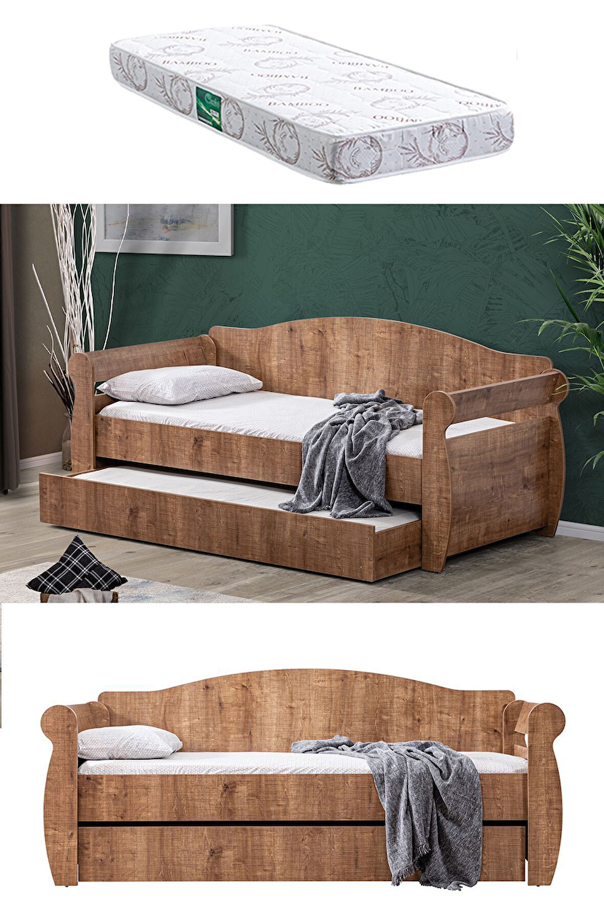 Yavrulu Karyola, Taht Yavrulu Yatak - Ceviz 1 Adet Comfort Yatak