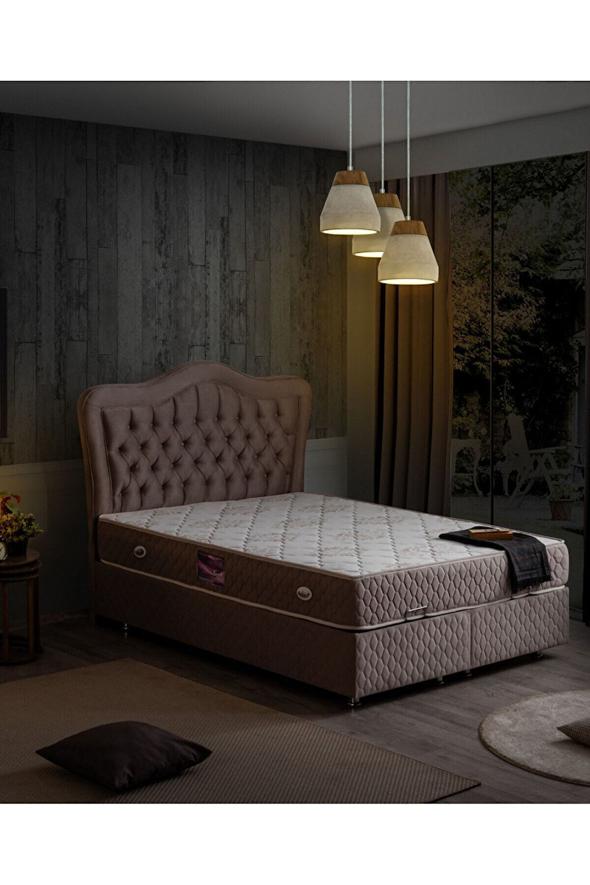 Camelli New Baza Başlık Deluxe Ortopedik Yatak Seti, Açık Gri