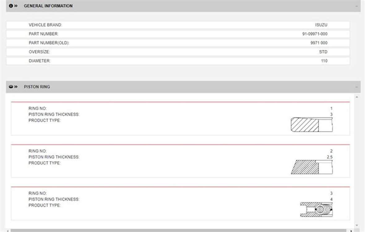 İsuzu Ticarı Piston Segmanı (std)(npr Segman)(adet) İsuzu 4he1t Nqr Turkuaz - Yenmak 91-09971-000