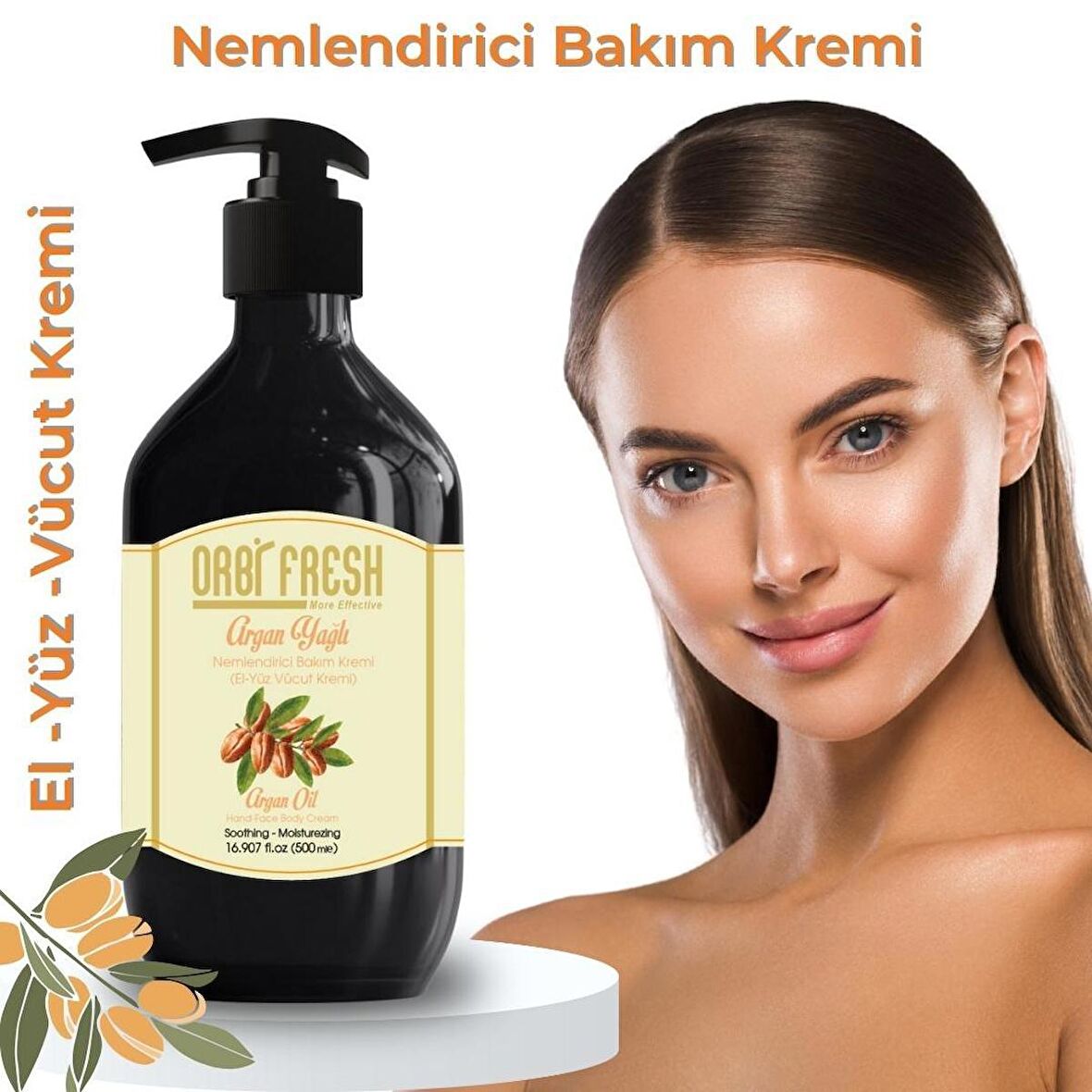 Orbi Fresh Argan Yağlı Nemlendirici El Yüz Vücut kremi 500 ml