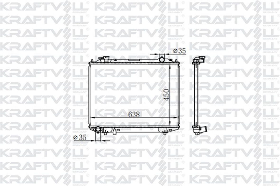 Mazda Ticarı Motor Su Radyatoru Mazda B2500 Bt50 06> Ford Ranger Manuel (450*638*26) Brazıng (mt) - Kraftvoll 08040038